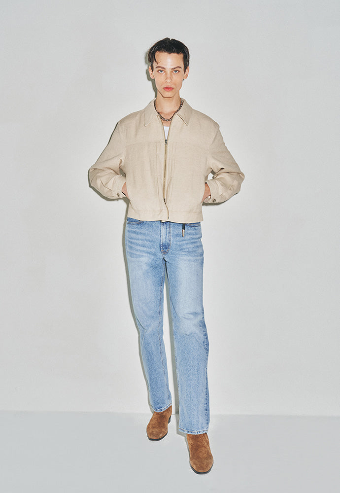 Tonywack - Milled Linen Rayon Type1 Zip Jacket (Natural Ecru) product image 4 | TRAB K-Fashion Australia