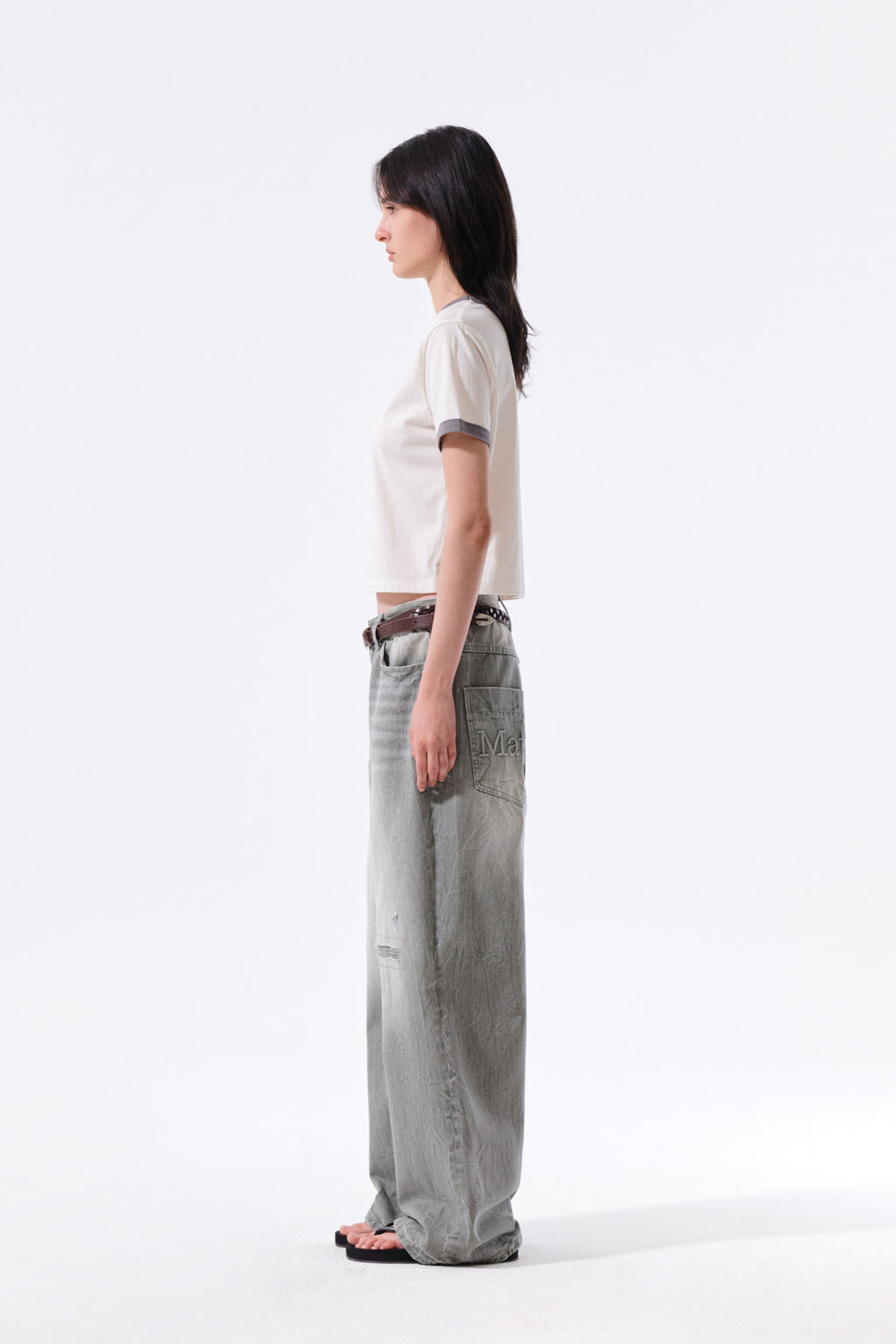 Matin Kim - Matin Logo Ringer Crop Top (Cream) product image 7 | TRAB K-Fashion Australia
