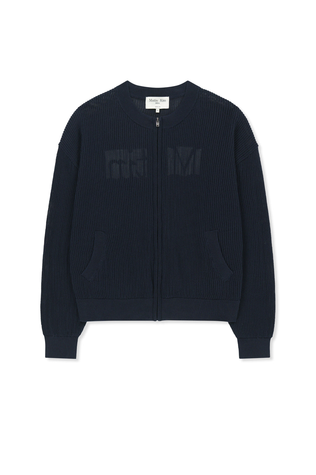 Matin Kim - Back Logo Jacquard Mesh Knit Zip Up (Navy) product image 17 | TRAB K-Fashion Australia