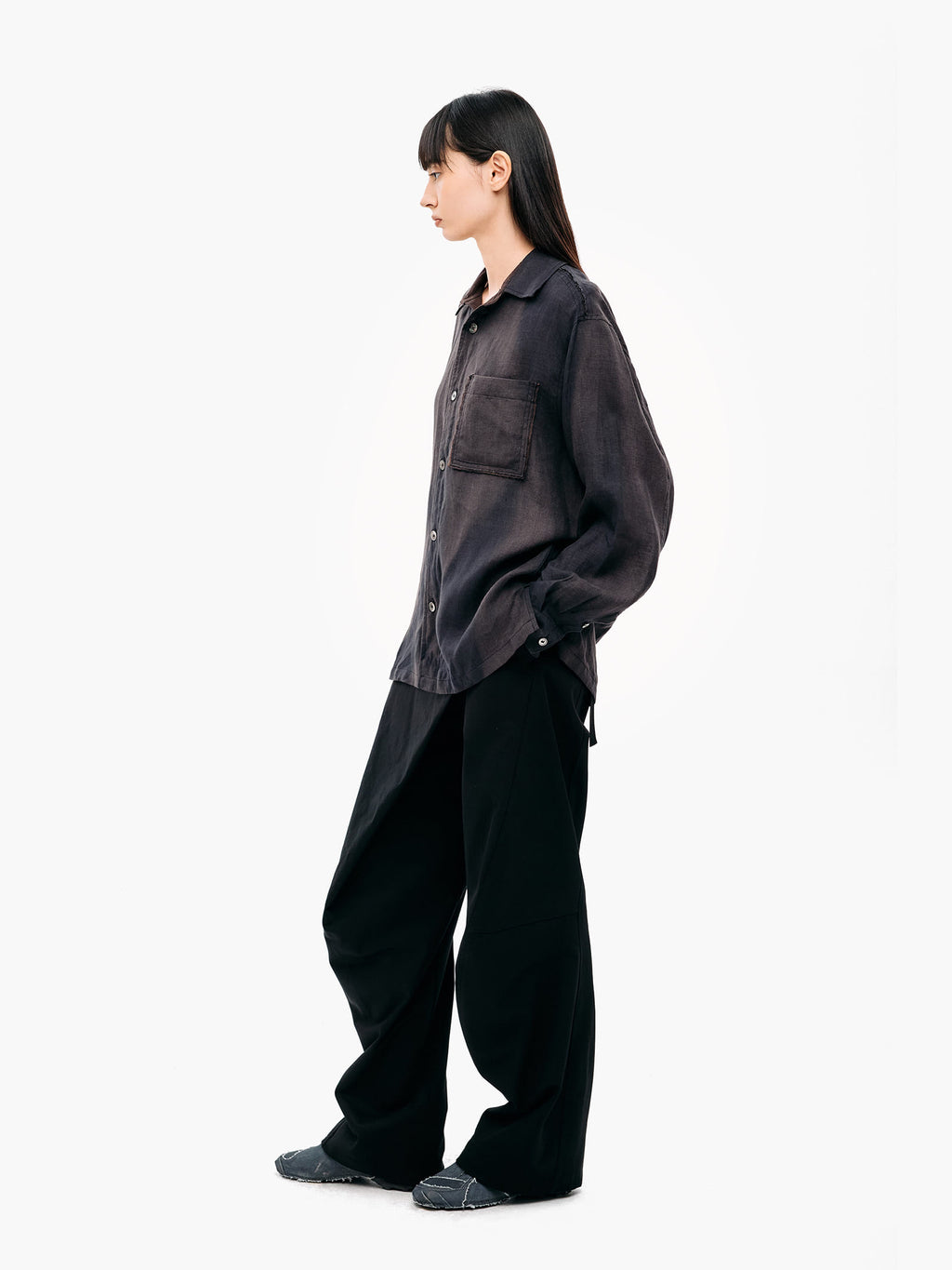 Jiyong Kim - Sun-Bleached Raw Edged Shirt (Black) product image 3 | TRAB K-Fashion Australia