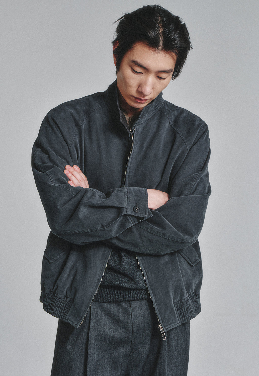 Art if acts - Washed Cotton Harrington Jacket (Faded Charcoal) product image 6 | TRAB K-Fashion Australia