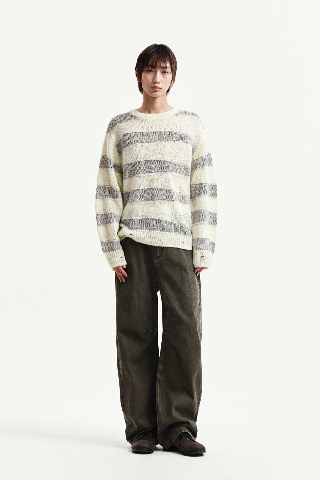 Matin Kim - Texture Block Stripe Knit Pullover (Light Yellow) product image 14 | TRAB K-Fashion Australia