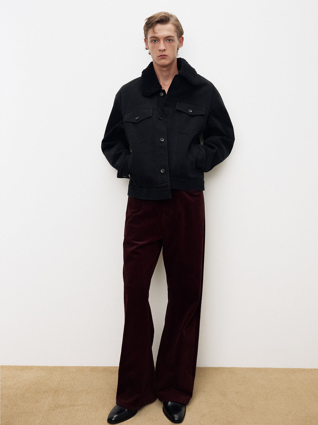 Tonywack - Wool Shearling Collar Denim Jacket (Washed Black) product image 11 | TRAB K-Fashion Australia