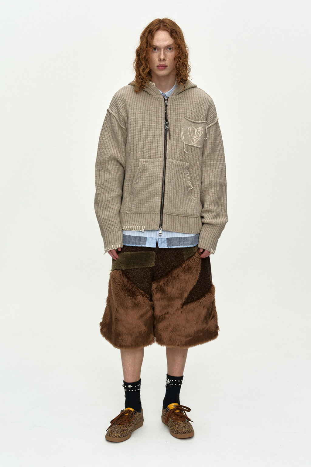 Andersson Bell - Faux Fur Patchwork Shorts (Brown) product image 1 | TRAB K-Fashion Australia