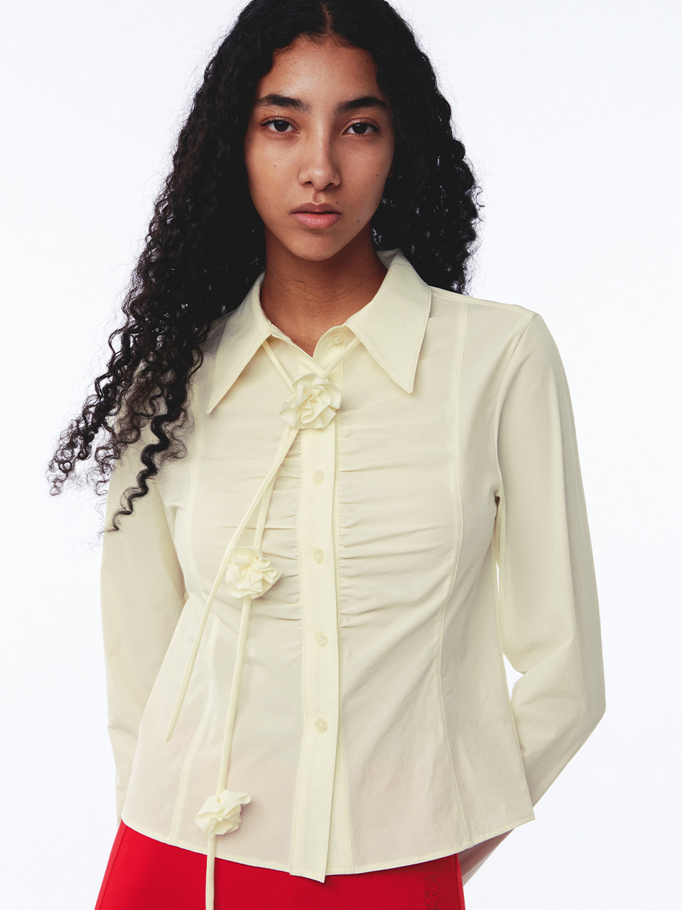 Kijun - Corsage Shirring Shirt (Butter) product image 7 | TRAB K-Fashion Australia