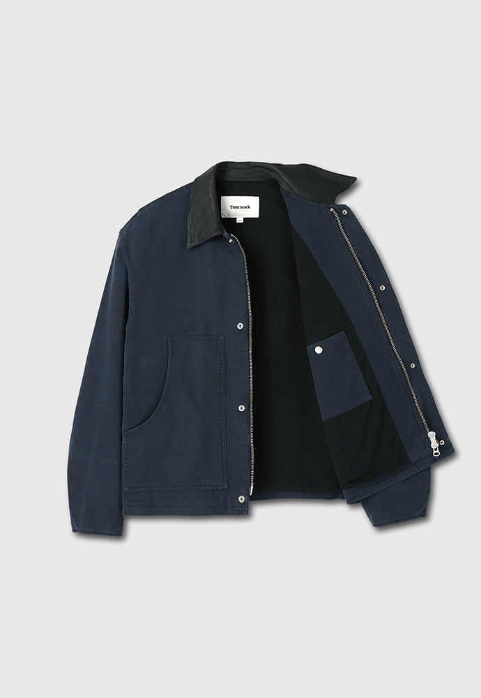 Tonywack - Leather Collar Garment-Washed Chore Jacket (Navy) product image 9 | TRAB K-Fashion Australia