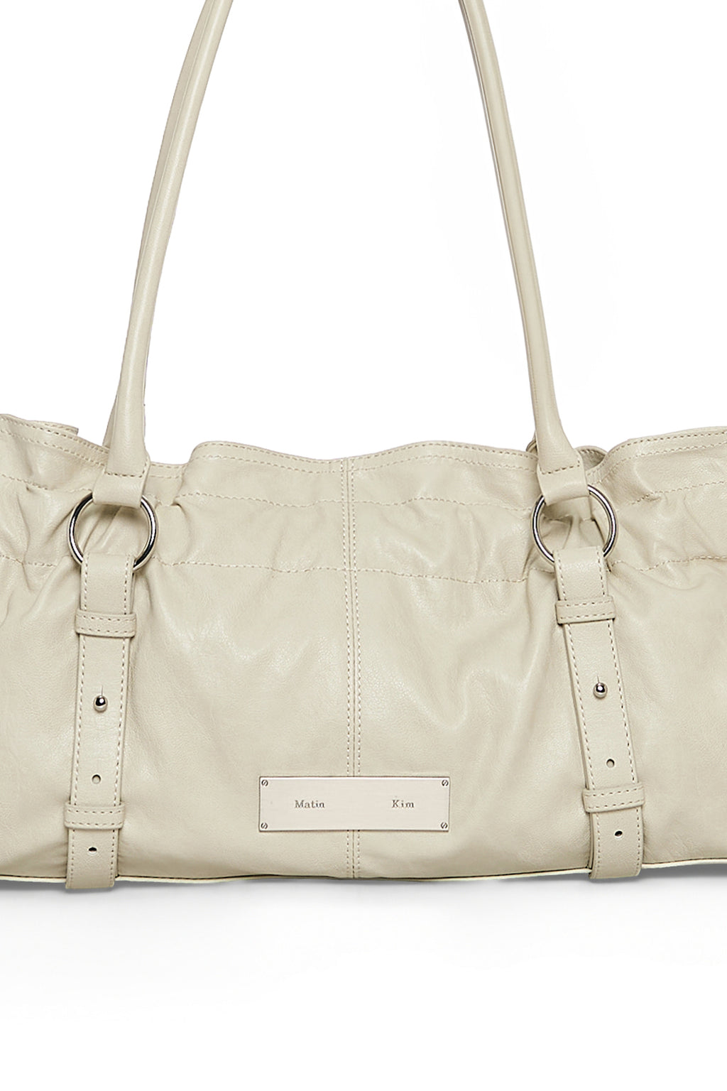 Matin Kim - [Pre-Order – Ships June 22] Shirring Tie Buckle Shoulder Bag (Beige) product image 4 | TRAB K-Fashion Australia