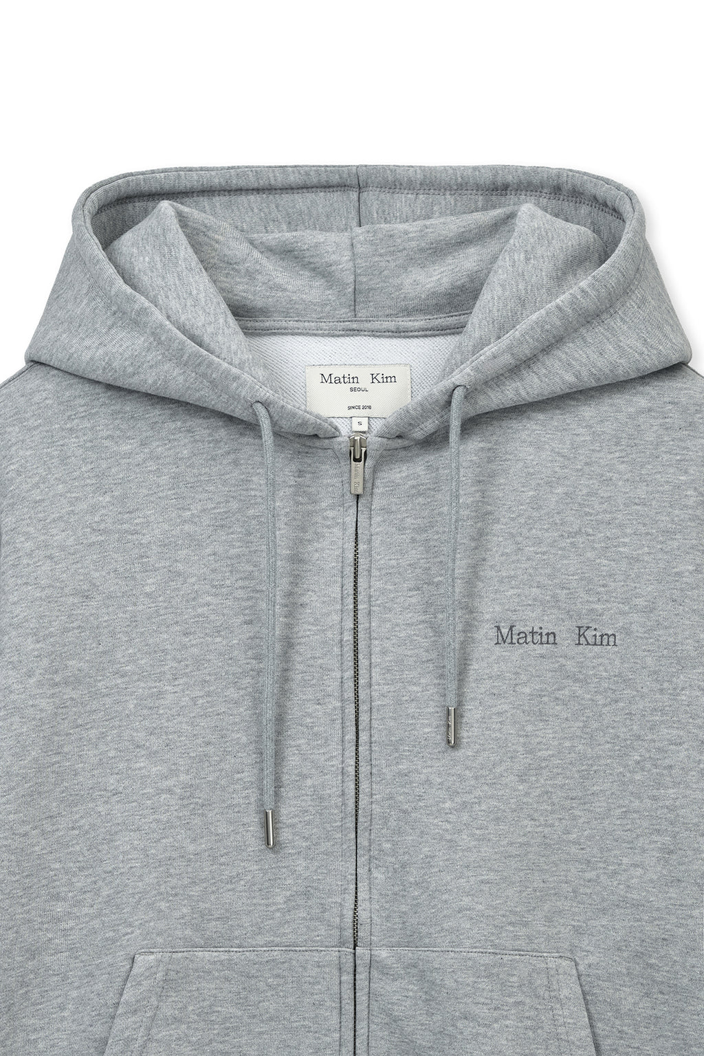 Matin Kim - Back Logo Essential Hoody Zip Up (Grey) product image 3 | TRAB K-Fashion Australia