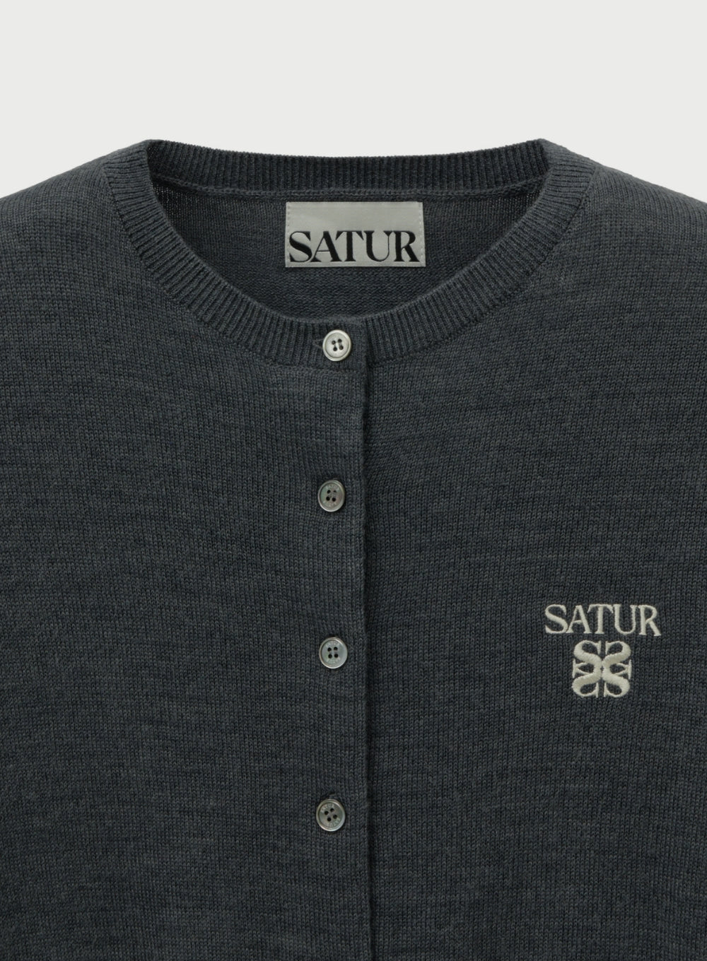 Satur - (W) Loren Basic Crewneck Fine Cardigan (Charcoal) product image 3 | TRAB K-Fashion Australia