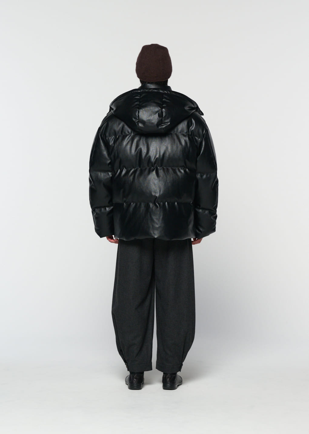 Amomento - [Pre-Order] synthetic leather mid puffer (Black) product image 4 | TRAB K-Fashion Australia