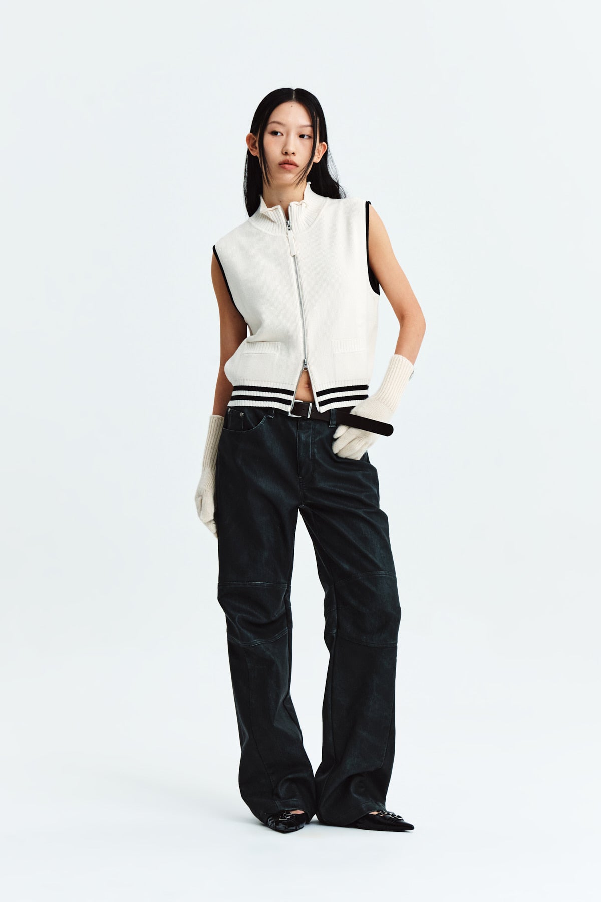 Matin Kim - Spell Point Stripe Knit Vest (Ivory) product image 9 | TRAB K-Fashion Australia