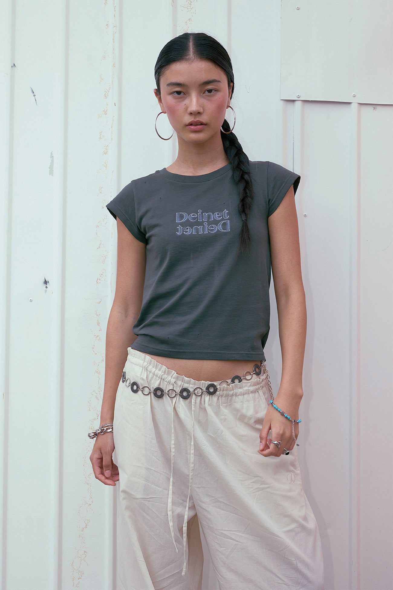 Deinet - Brushed Stitch Point Petit T-Shirt (Charcoal) product image 7 | TRAB K-Fashion Australia
