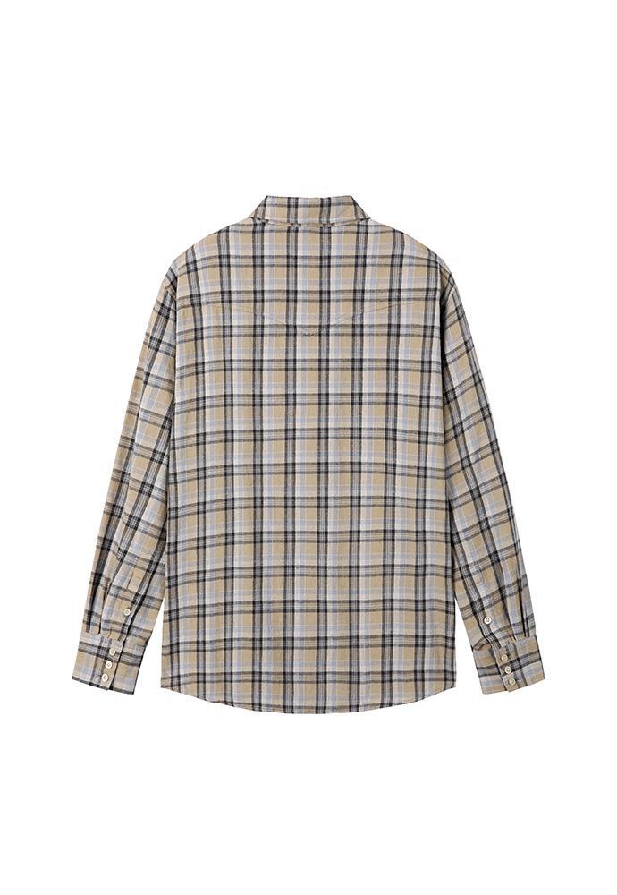 Art if acts - Washed Check Western Shirt (Stone/Grey) product image 9 | TRAB K-Fashion Australia