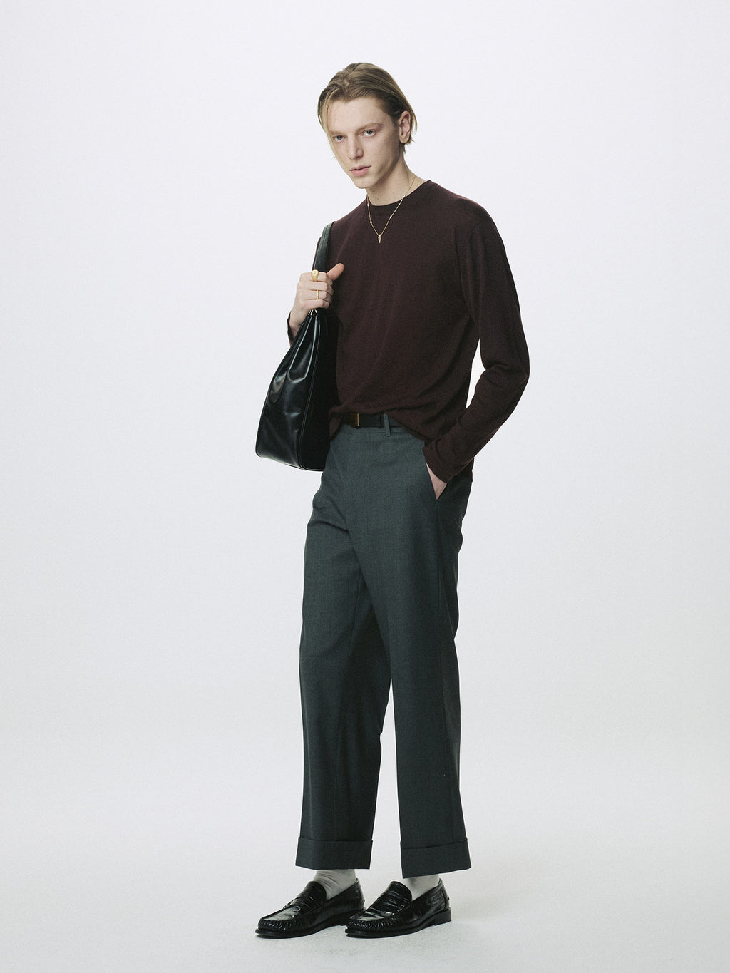 Tonywack - Feather-Weight Wool Longsleeve Knit (Merlot Brown) product image 3 | TRAB K-Fashion Australia