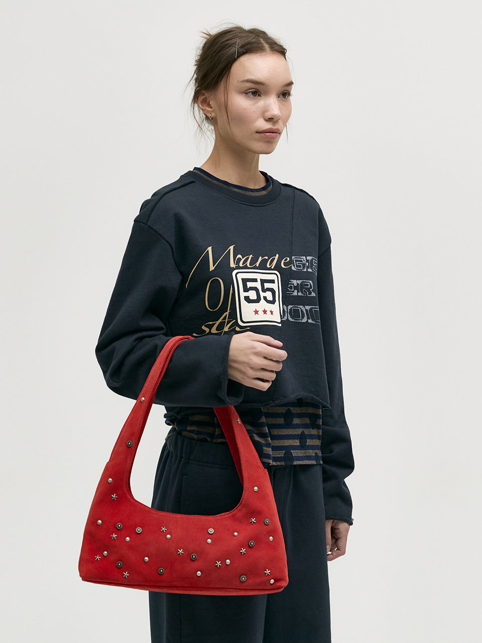 Marge Sherwood - Halter Hobo (Red Studded Suede) product image 2 | TRAB K-Fashion Australia