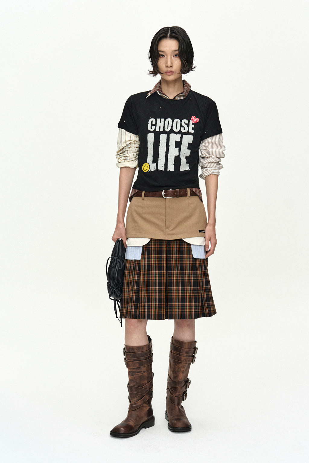 Andersson Bell - Necklace & Choker Trompe-L'oeil Graphic Shirt (Beige) product image 7 | TRAB K-Fashion Australia
