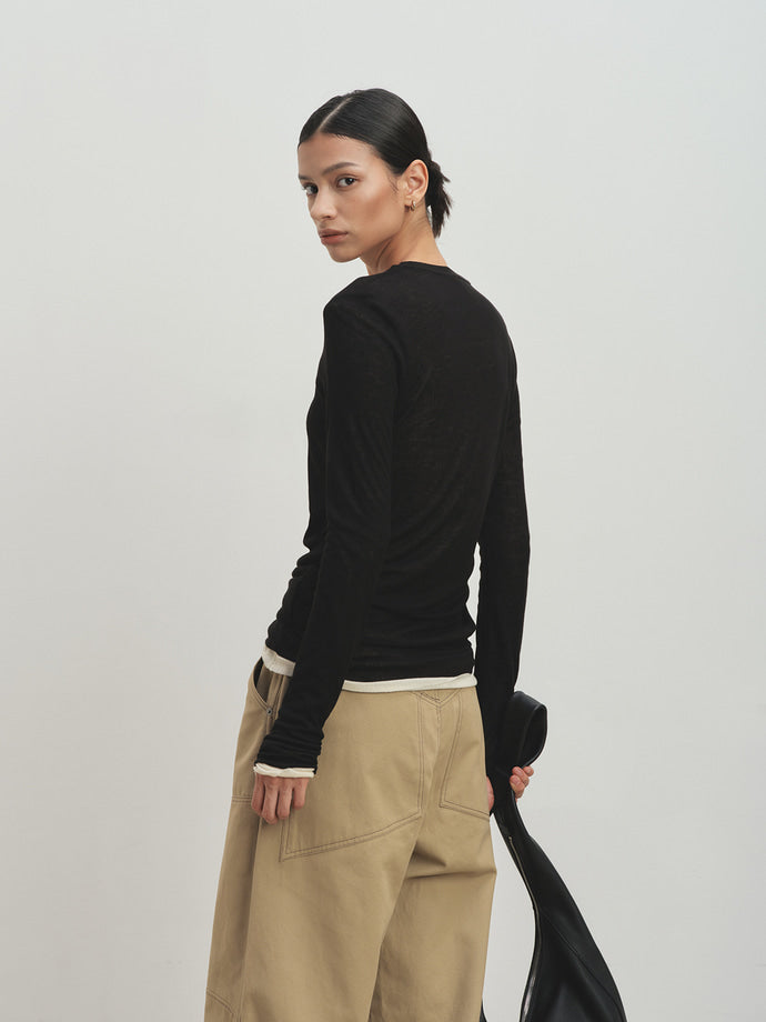 Tonywack - Sheer Wool Ribbed Knit Top (Black) product image 9 | TRAB K-Fashion Australia