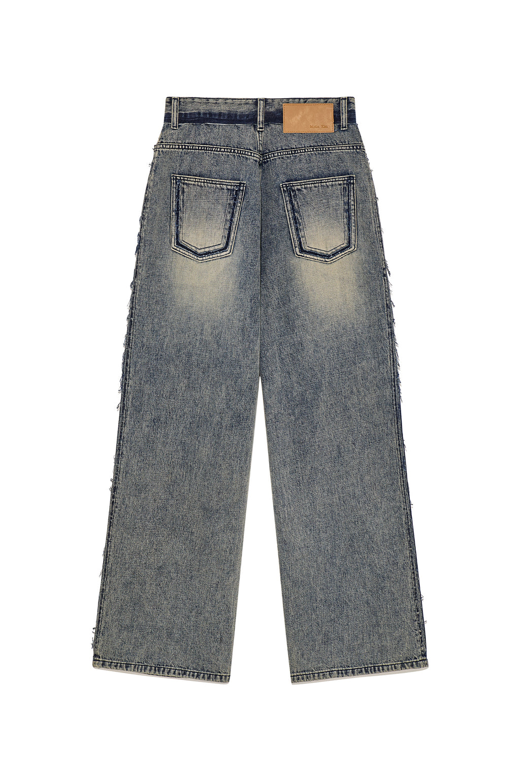 Matin Kim - Rough Cut Line Point Denim Pants (Smoke Blue) product image 2 | TRAB K-Fashion Australia