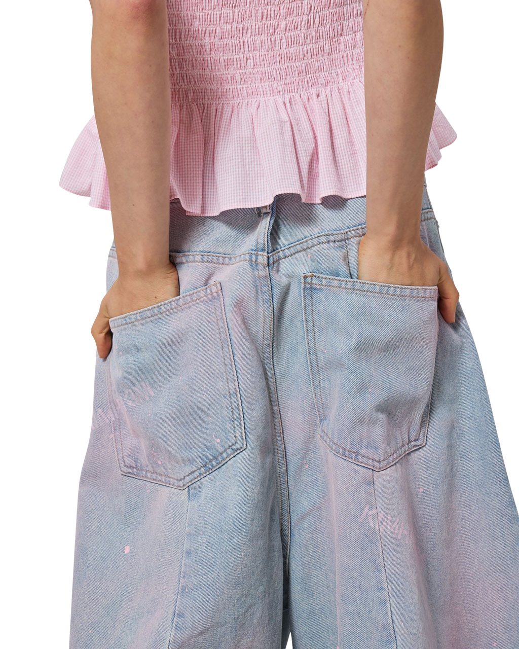 Kimhe Kim - Spray Dyed Balloon Fit Jeans (Sky Blue/Pink) product image 7 | TRAB K-Fashion Australia