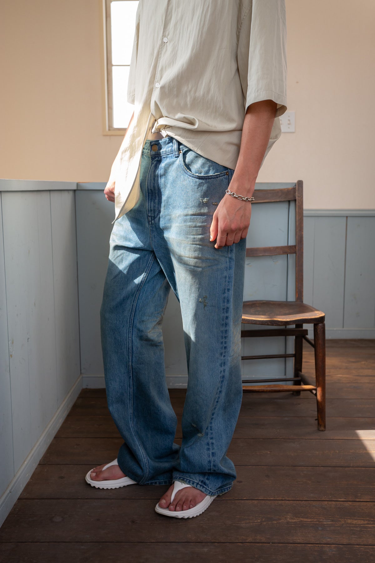 Matin Kim - Embo Washed Denim Pants (Blue) product image 12 | TRAB K-Fashion Australia