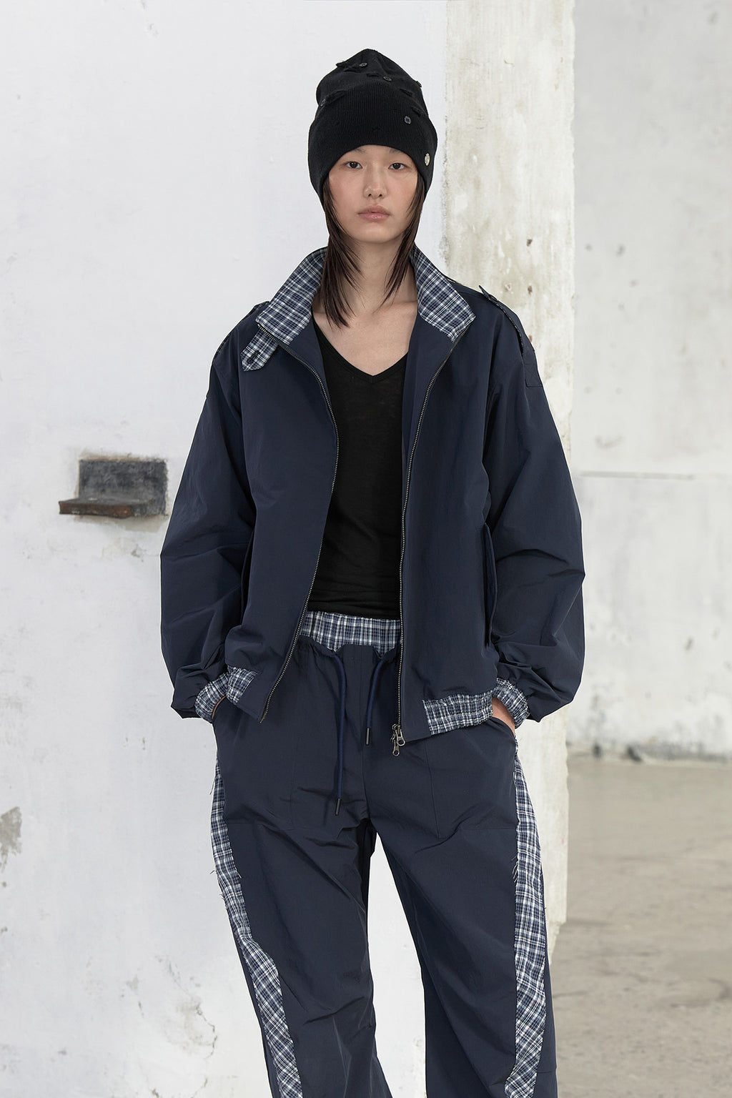 Deinet - Point Check Detail Jacket (Navy) product image 6 | TRAB K-Fashion Australia