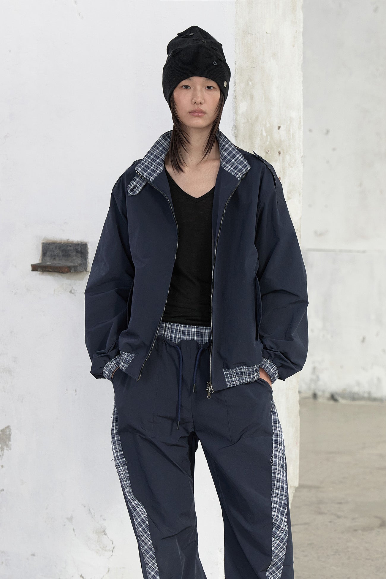 Deinet - Point Check Detail Jacket (Navy) product image 6 | TRAB K-Fashion Australia
