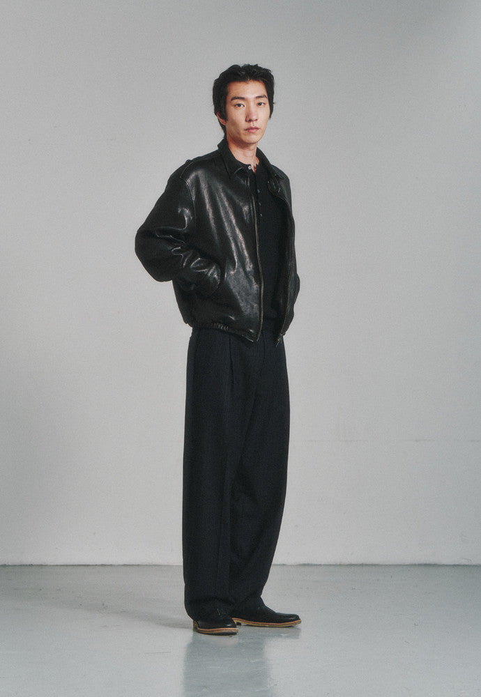 Art if acts - Washed Vegetable Leather Swing Jacket (Black) product image 5 | TRAB K-Fashion Australia