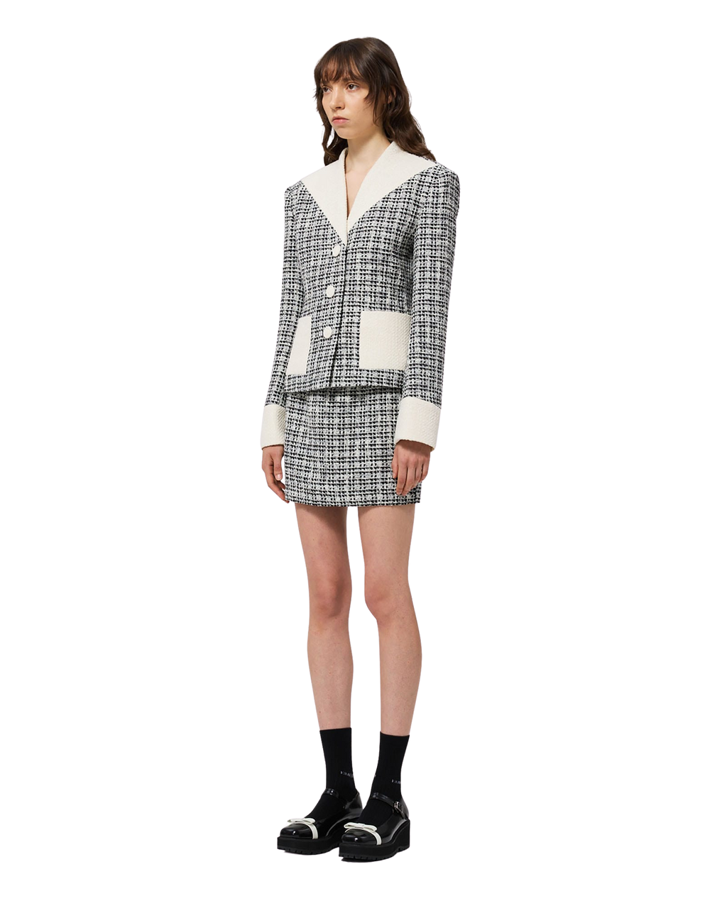 Kimhe Kim - Malevich Cropped Tweed Jacket (Black/White) product image 3 | TRAB K-Fashion Australia