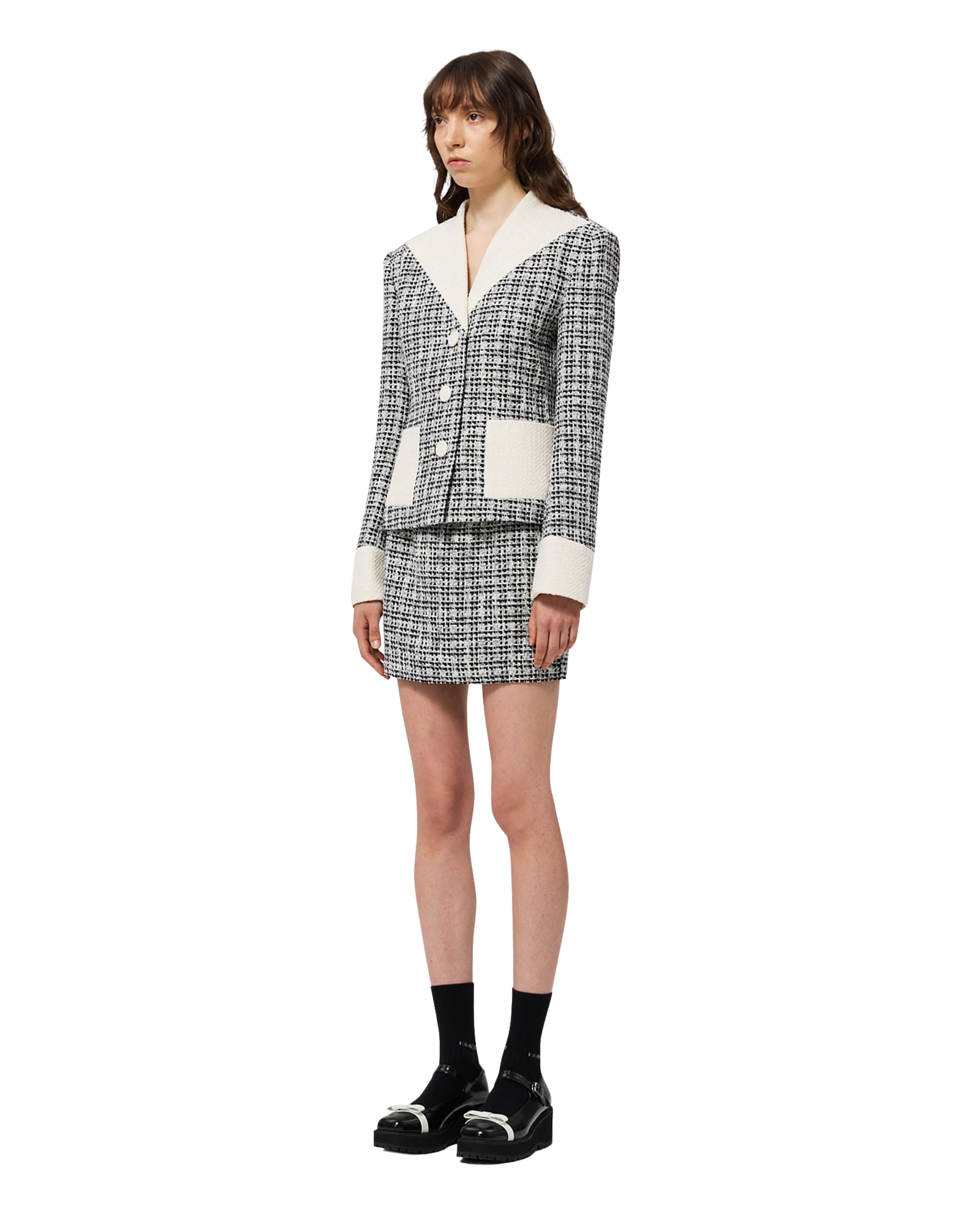 Kimhe Kim - Malevich Cropped Tweed Jacket (Black/White) product image 3 | TRAB K-Fashion Australia