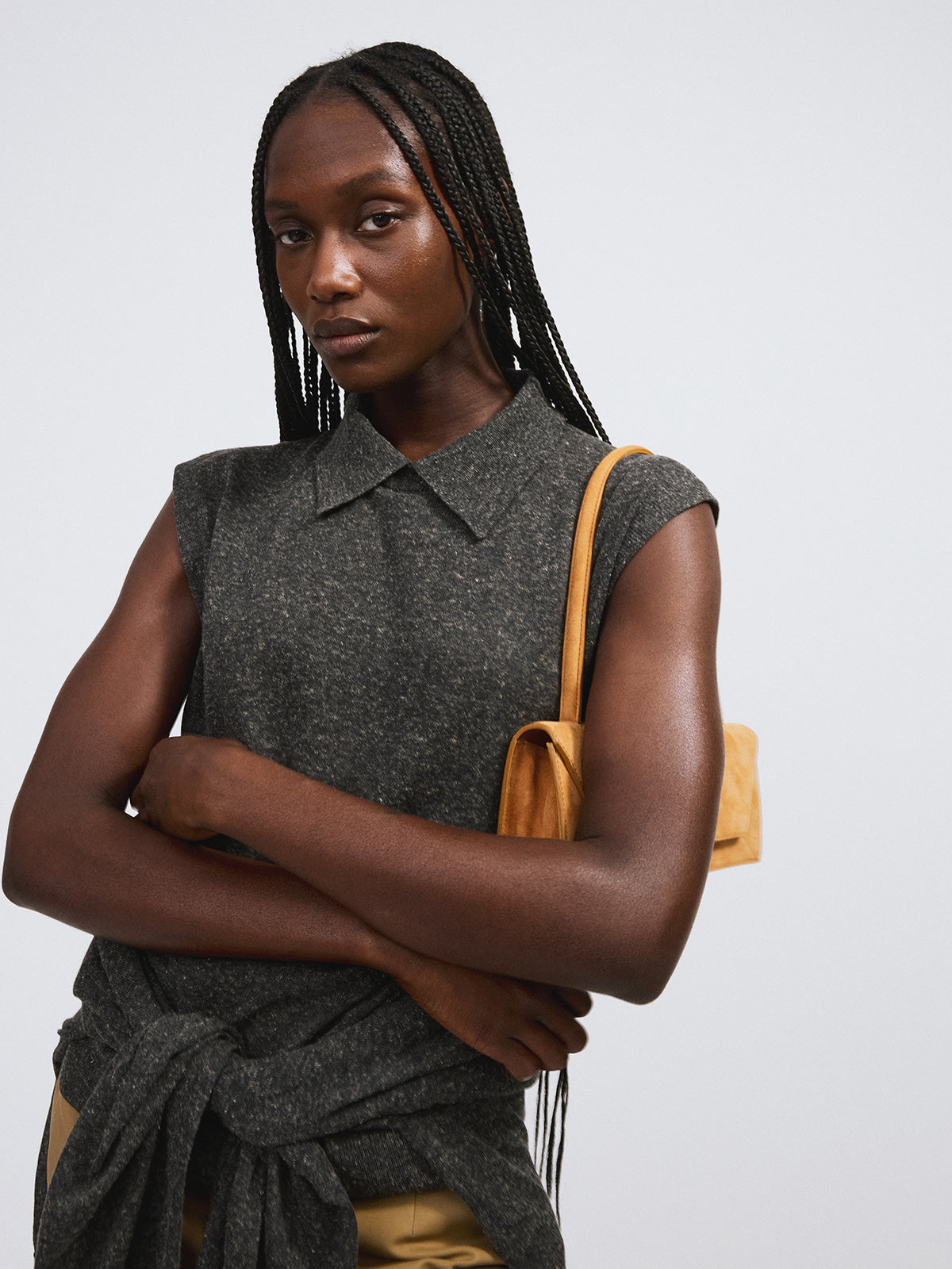 Recto - Linen Blend Polo Knit Vest (Charcoal Grey) product image 4 | TRAB K-Fashion Australia
