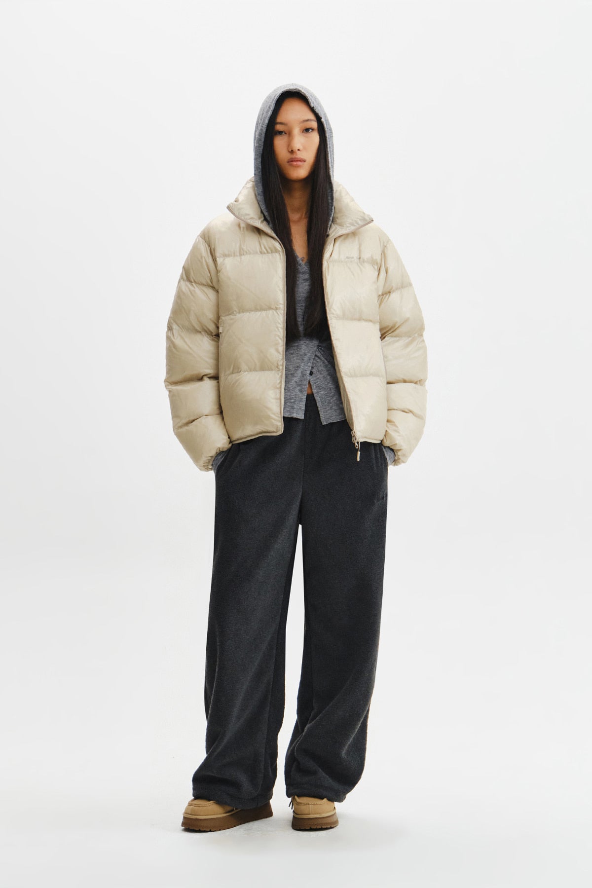 Matin Kim - Icon Logo Down Jumper (Light Beige) product image 11 | TRAB K-Fashion Australia
