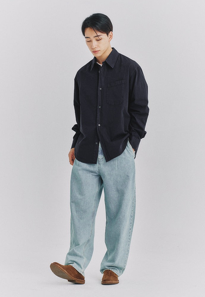 Art if acts - One Tuck Curve Denim Pants (Light Blue) product image 1 | TRAB K-Fashion Australia