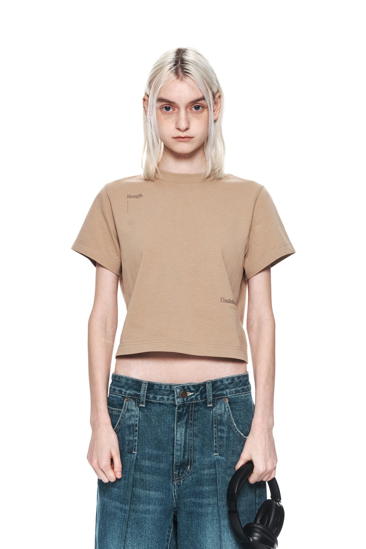 Matin Kim - Keyword Lettering Crop Top (Beige) product image 5 | TRAB K-Fashion Australia