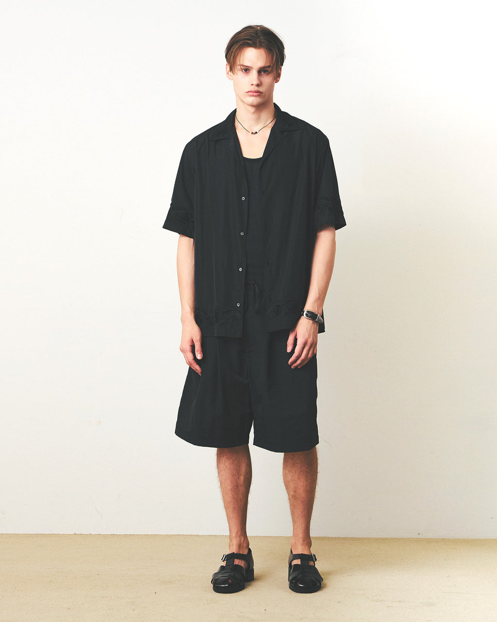 Eastlogue - Breezy Embroidered Half Shirts (Black) product image 4 | TRAB K-Fashion Australia