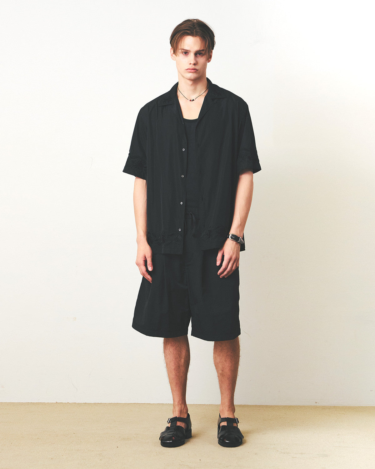 Eastlogue - Breezy Embroidered Half Shirts (Black) product image 4 | TRAB K-Fashion Australia