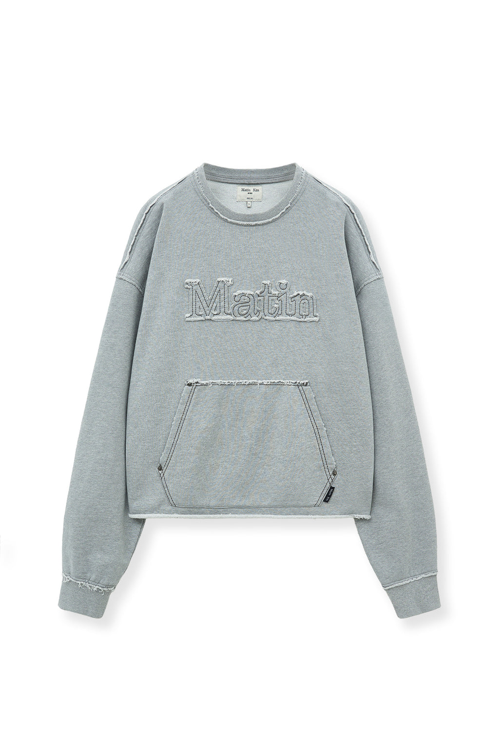 Matin Kim - Raw Cut Applique Sweatshirt (Grey) product image 2 | TRAB K-Fashion Australia
