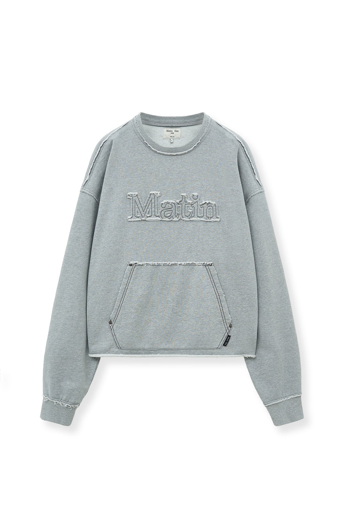 Matin Kim - Raw Cut Applique Sweatshirt (Grey) product image 2 | TRAB K-Fashion Australia