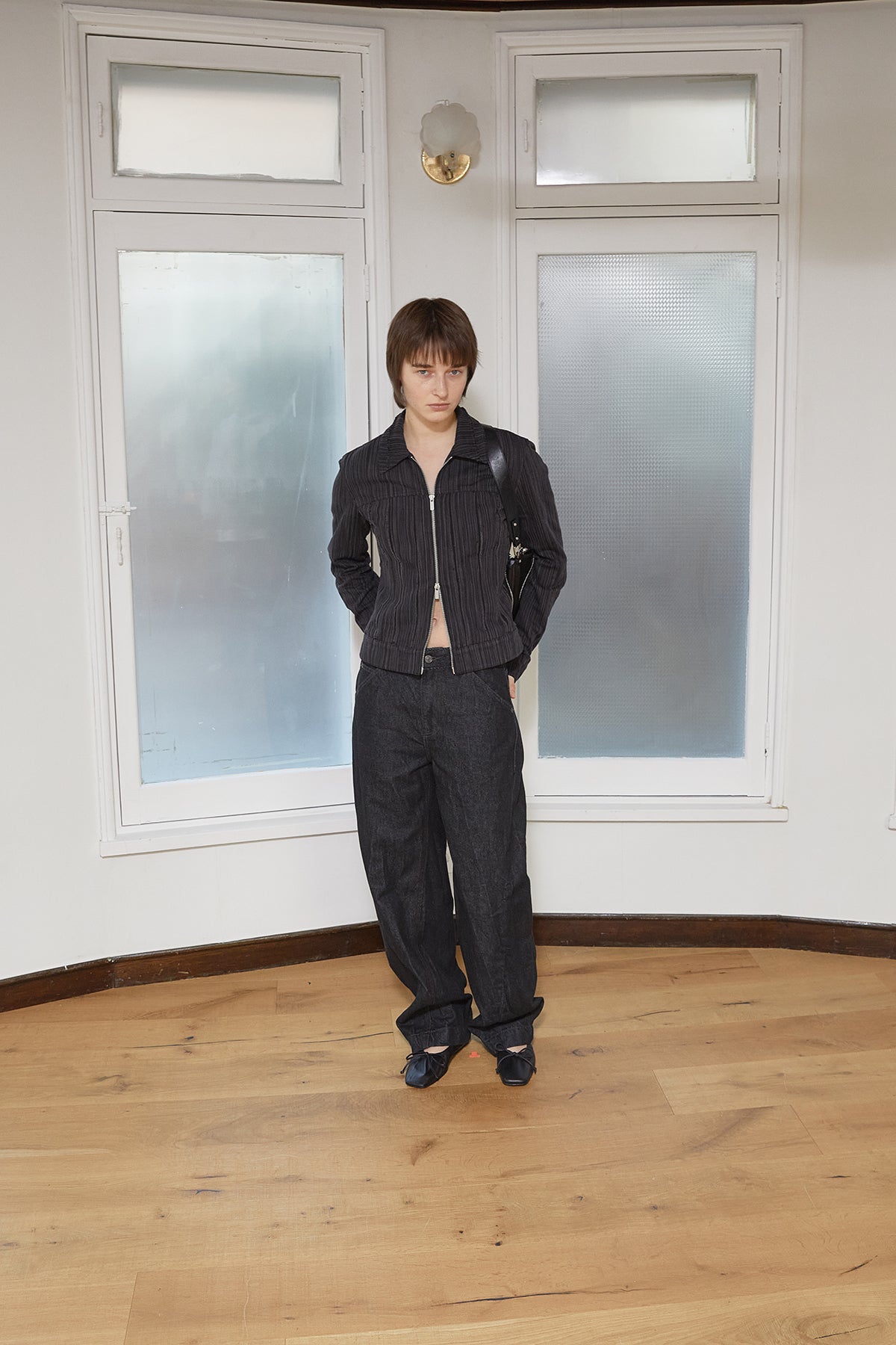 Matin Kim - Cut Out Slim Zip Up Jumper (Charcoal) product image 11 | TRAB K-Fashion Australia