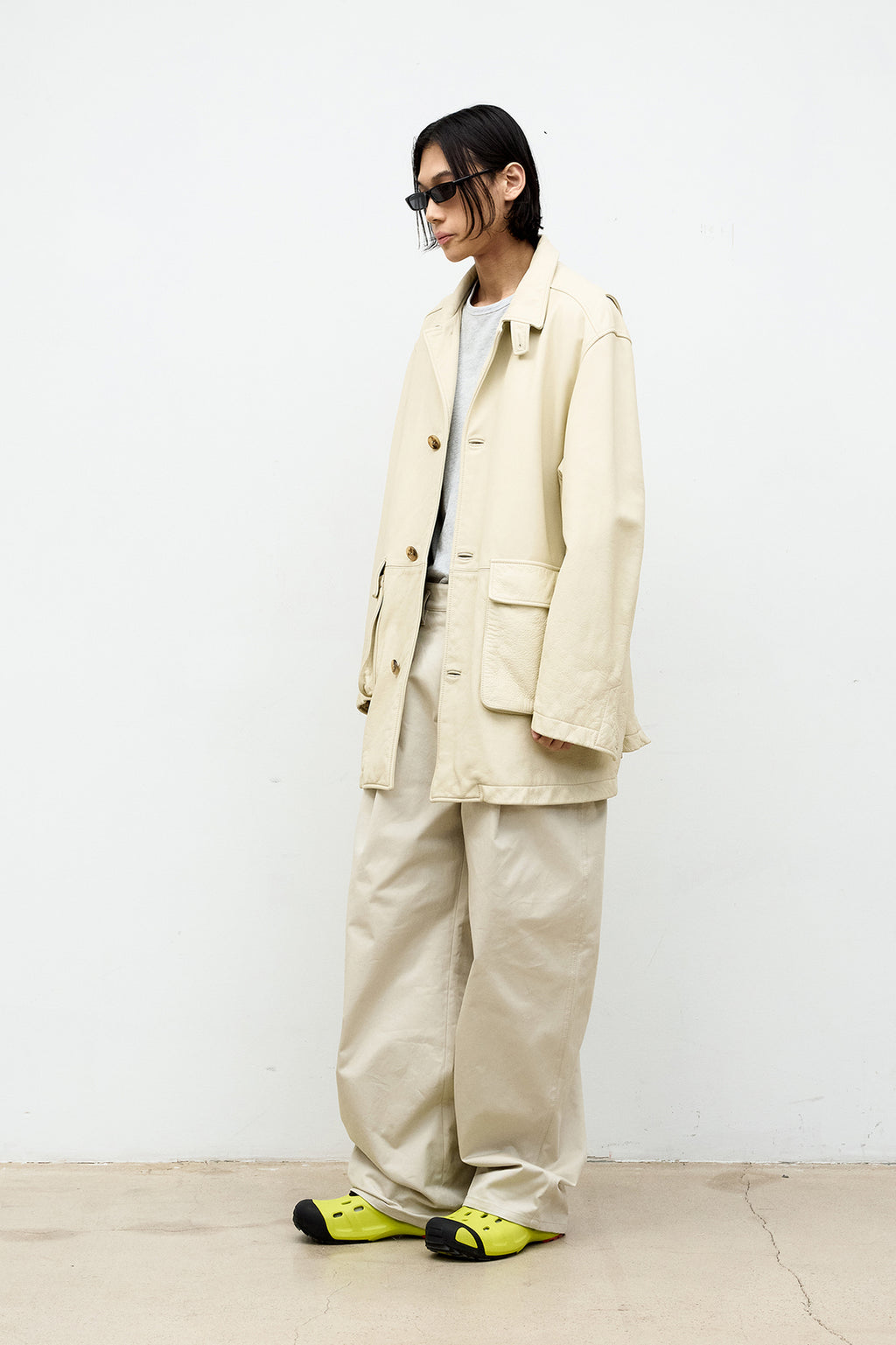 Coor - Washed Cow Leather Car Coat (Cream Beige) product image 3 | TRAB K-Fashion Australia