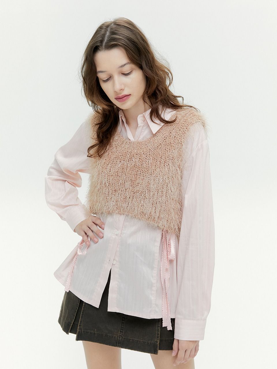 Margarin Fingers - Brush Crop Knit Vest (Beige) product image 1 | TRAB K-Fashion Australia