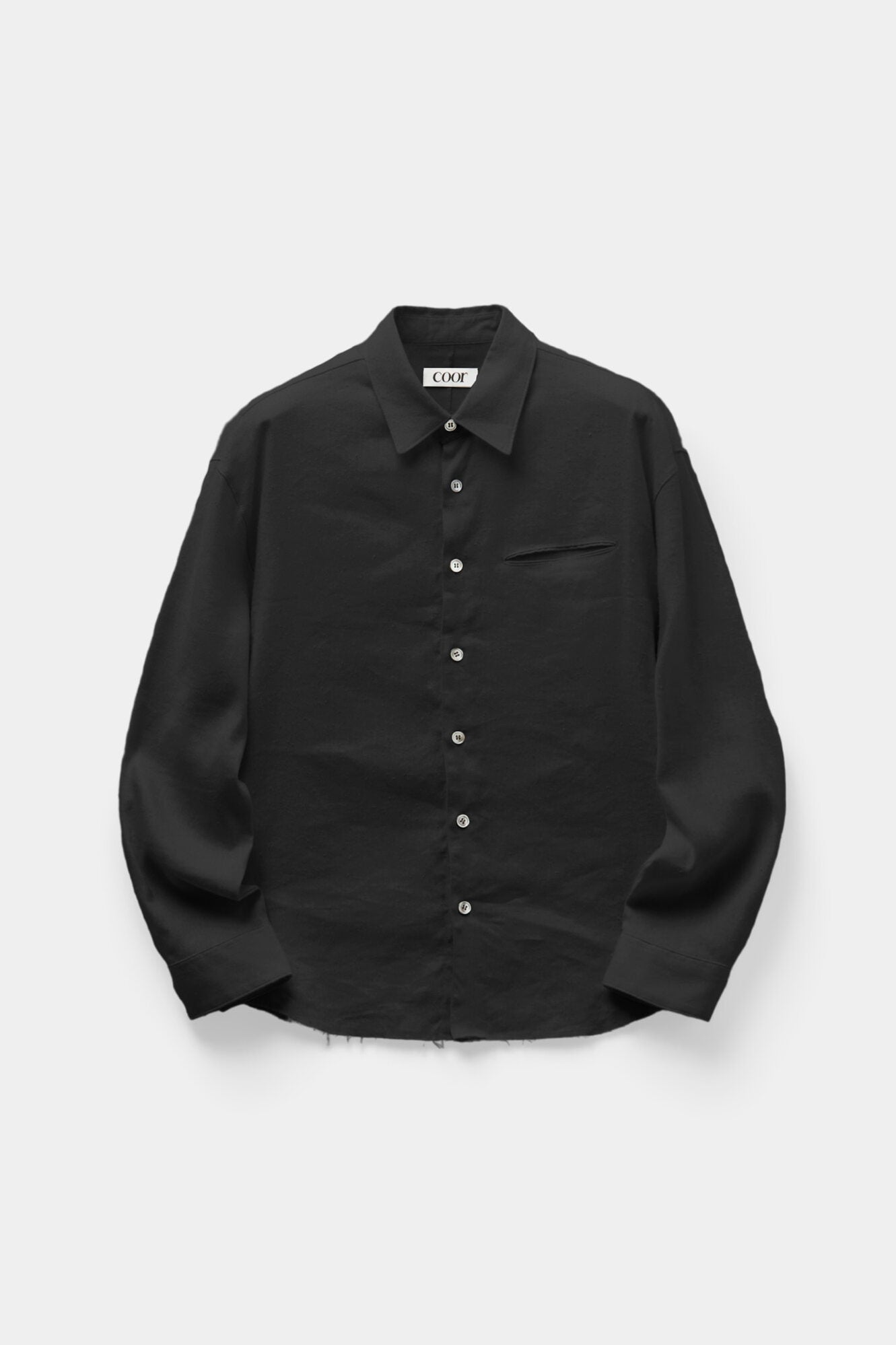 Coor - Linen Silk Cutted Shirt (Black) product image 1 | TRAB K-Fashion Australia