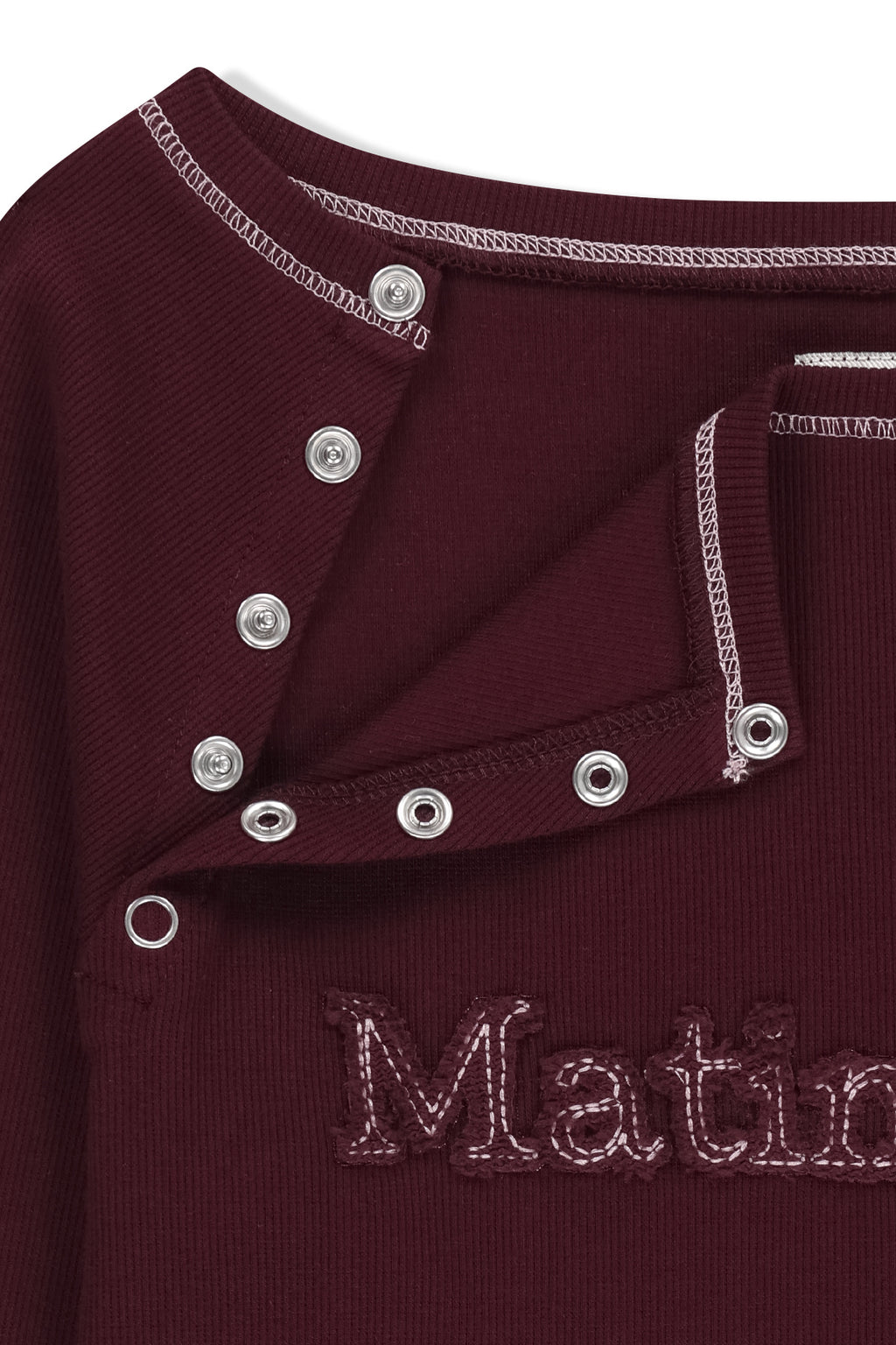 Matin Kim - Logo Applique Button Detail Raglan Top (Wine) product image 5 | TRAB K-Fashion Australia
