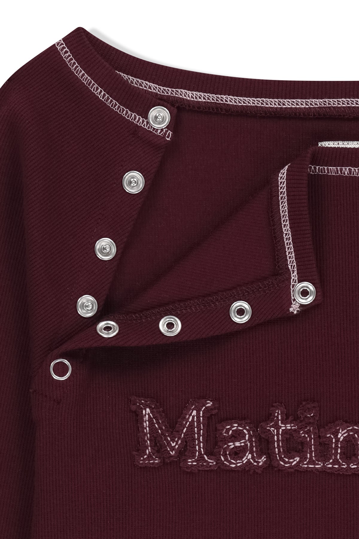 Matin Kim - Logo Applique Button Detail Raglan Top (Wine) product image 5 | TRAB K-Fashion Australia