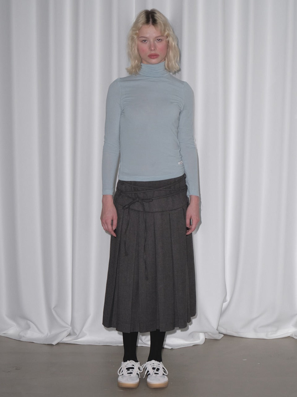 Margarin Fingers - String Pleats Skirt (Charcoal) product image 1 | TRAB K-Fashion Australia