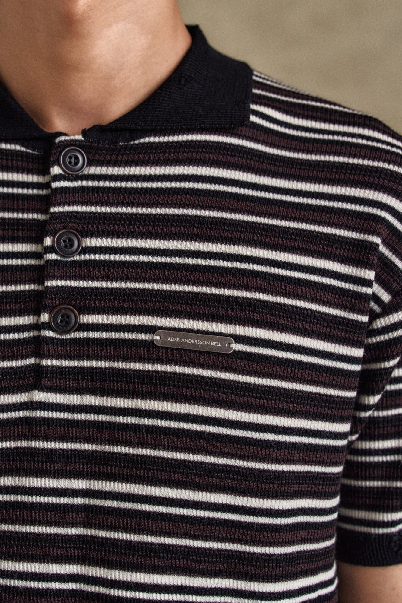 Andersson Bell - Stripe Polo Sweater (Black/Brown) product image 6 | TRAB K-Fashion Australia