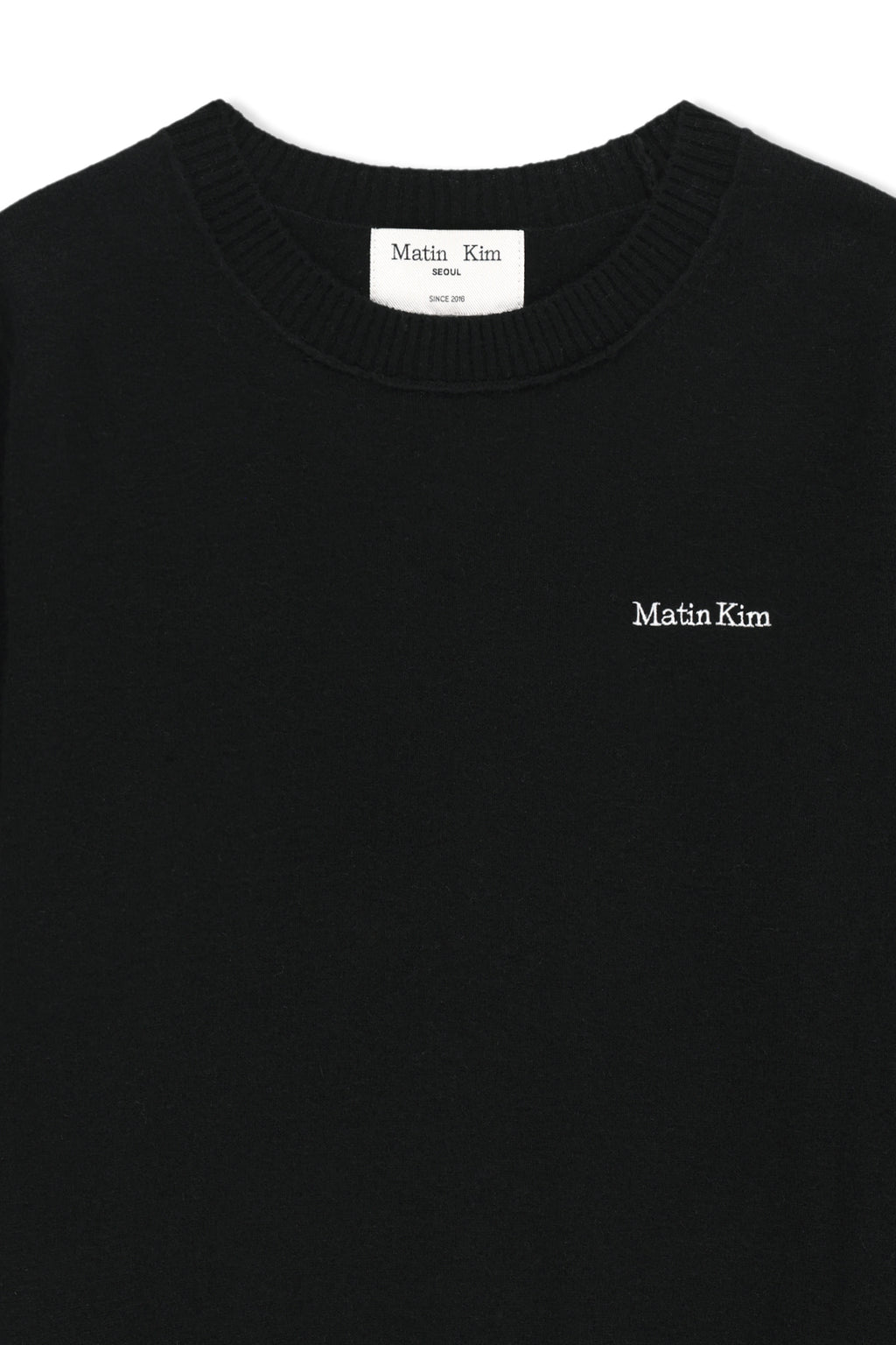 Matin Kim - [Pre-Order – Ships September 28] Cashmere Blended Two Tone Knit Pullover (Black) product image 3 | TRAB K-Fashion Australia