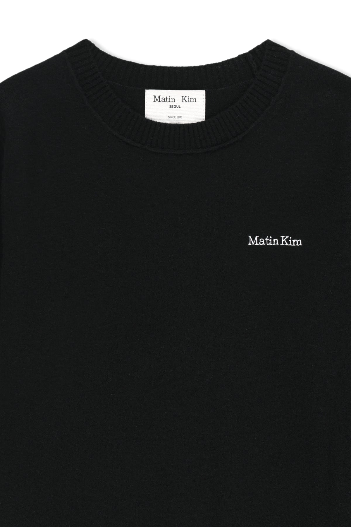Matin Kim - [Pre-Order – Ships September 28] Cashmere Blended Two Tone Knit Pullover (Black) product image 3 | TRAB K-Fashion Australia