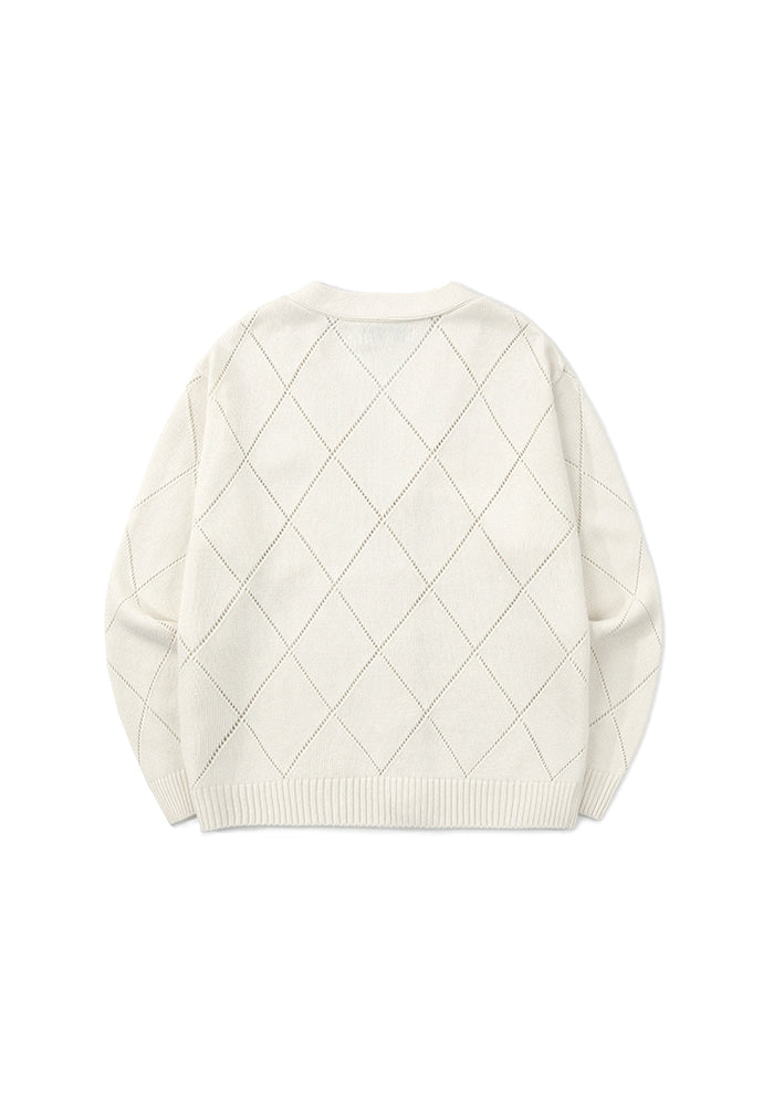 Tonywack - Slashed Argyle Cashmere Cardigan (Ecru) product image 6 | TRAB K-Fashion Australia