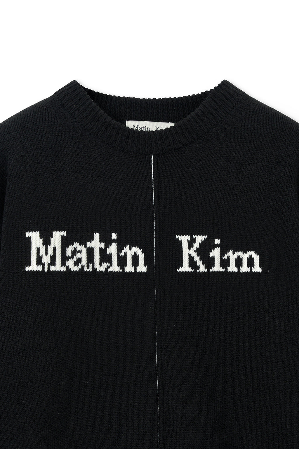 Matin Kim - Asymmetric Logo Knit Pullover (Black) product image 3 | TRAB K-Fashion Australia