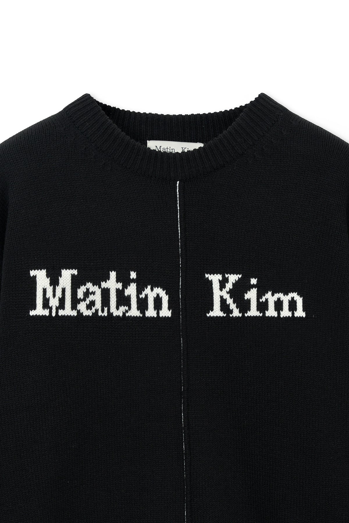 Matin Kim - Asymmetric Logo Knit Pullover (Black) product image 3 | TRAB K-Fashion Australia